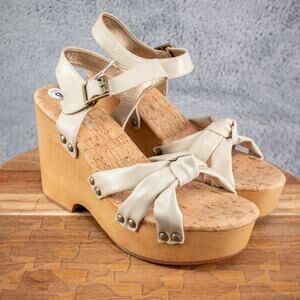 Korks Women's Dawson Wedge Platform Sandals Off White Size 9